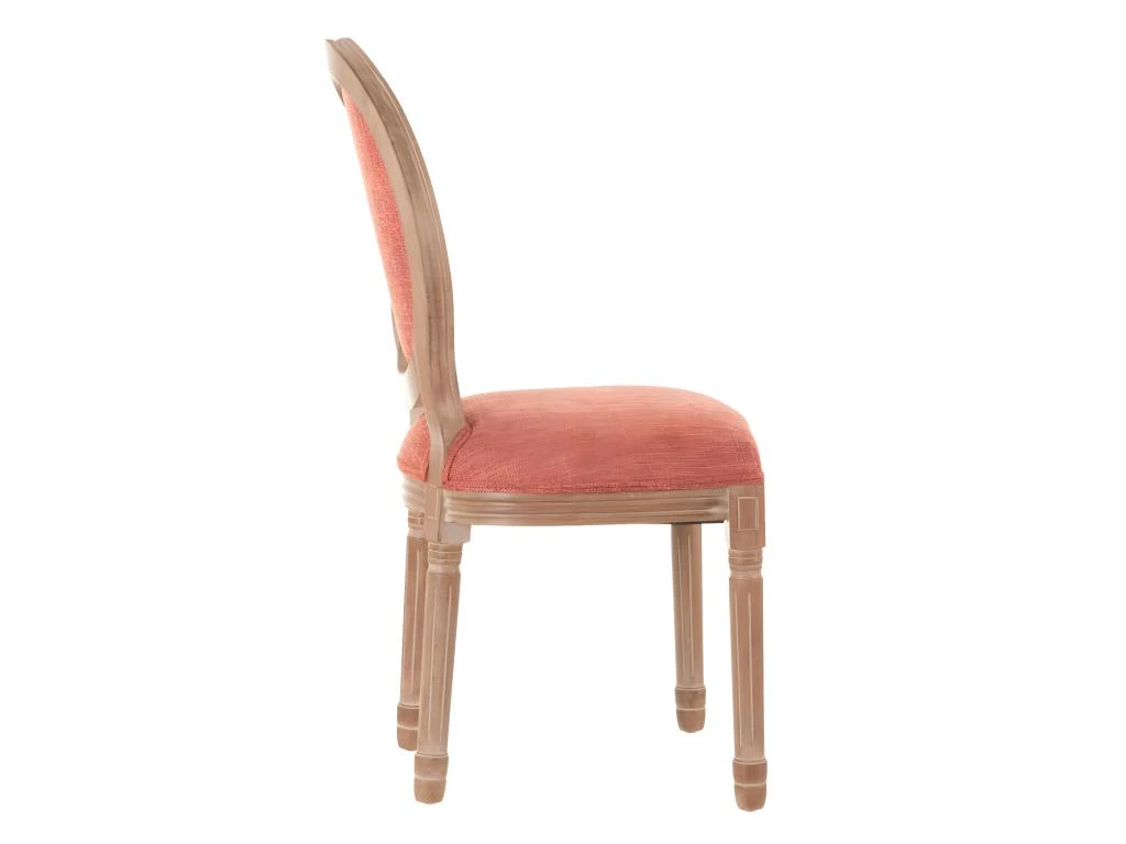 EMIA - Lot De 2 Chaises Médaillon Bois Tissu Corail 3 EMIA - Lot De 2 Chaises Médaillon Bois Tissu Corail – Image 3