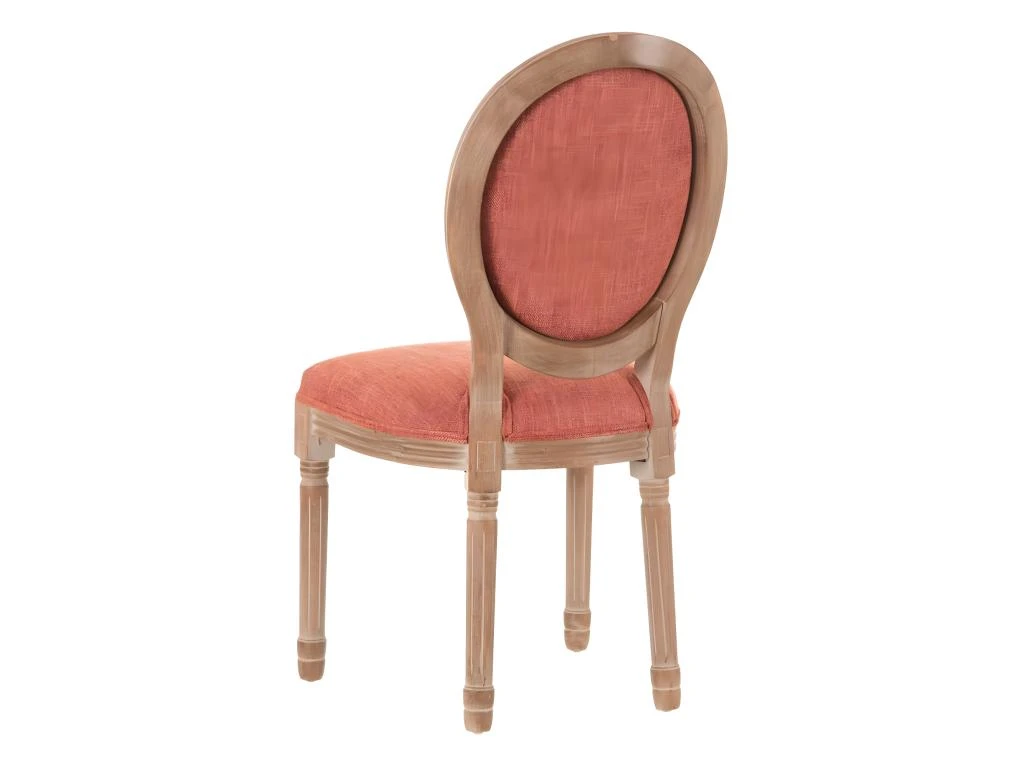 EMIA - Lot De 2 Chaises Médaillon Bois Tissu Corail 4 EMIA - Lot De 2 Chaises Médaillon Bois Tissu Corail – Image 4