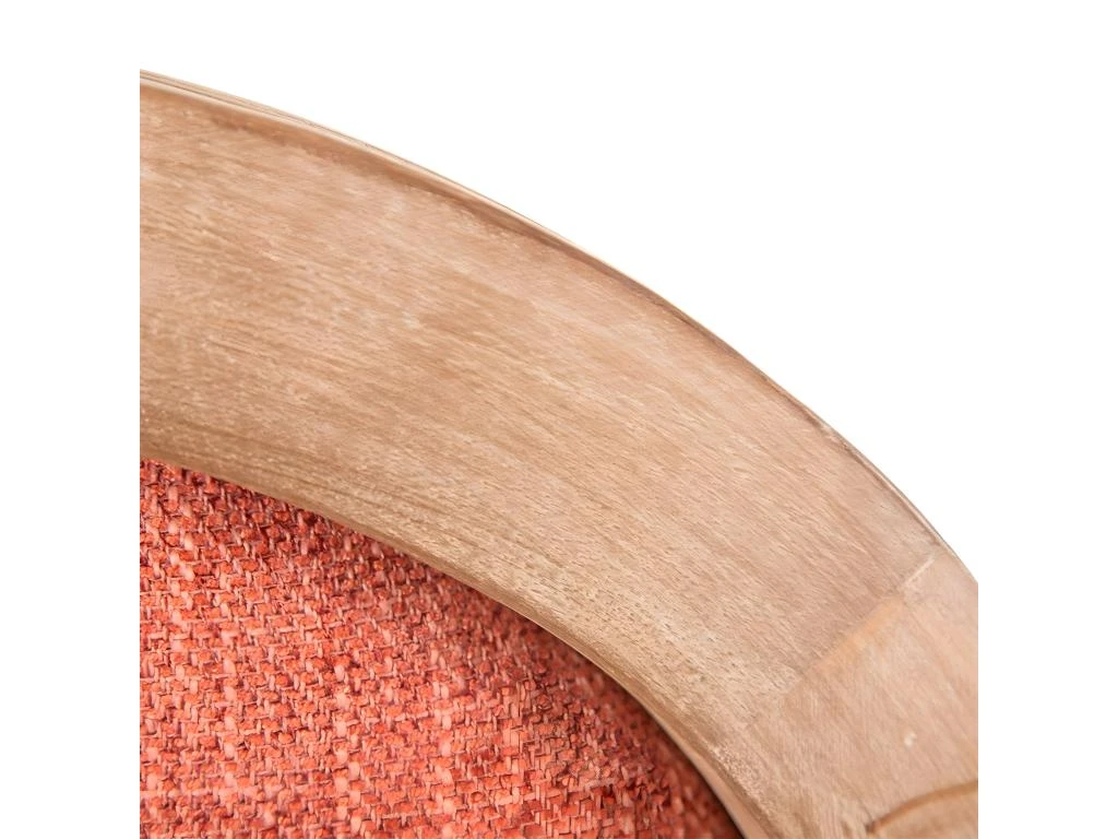 EMIA - Lot De 2 Chaises Médaillon Bois Tissu Corail 5 EMIA - Lot De 2 Chaises Médaillon Bois Tissu Corail – Image 5