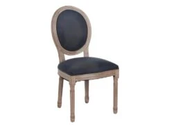 EMIA - Lot De 2 Chaises Médaillon Bois Et Tissu Anthrcite -Deco.fr Soldes Boutique chaise 12401329