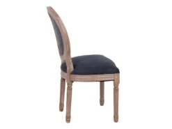 EMIA - Lot De 2 Chaises Médaillon Bois Et Tissu Anthrcite -Deco.fr Soldes Boutique chaise 12401331
