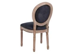 EMIA - Lot De 2 Chaises Médaillon Bois Et Tissu Anthrcite -Deco.fr Soldes Boutique chaise 12401333