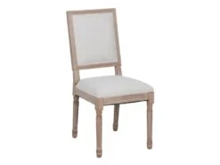 EMIA - Lot De 2 Chaises Dossier Rectangulaire Tissu Blanc -Deco.fr Soldes Boutique chaise 12401781