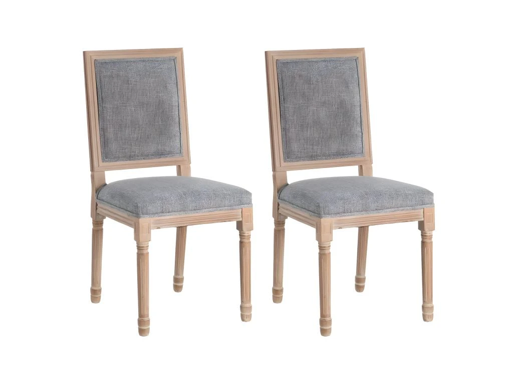 EMIA - Lot De 2 Chaises Dossier Rectangulaire Tissu Gris 1 EMIA - Lot De 2 Chaises Dossier Rectangulaire Tissu Gris