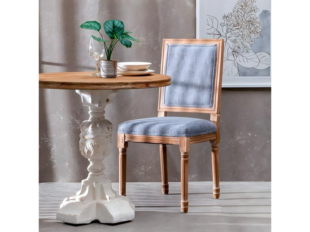 EMIA - Lot De 2 Chaises Dossier Rectangulaire Tissu Gris 2 EMIA - Lot De 2 Chaises Dossier Rectangulaire Tissu Gris – Image 2