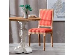 EMIA - Lot De 2 Chaises Dossier Rectangulaire Tissu Corail -Deco.fr Soldes Boutique chaise 12401839