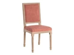 EMIA - Lot De 2 Chaises Dossier Rectangulaire Tissu Corail -Deco.fr Soldes Boutique chaise 12401841