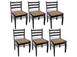 Lot De 6 Chaises De Salle à Manger Cuisine Design Classique Bois Solide Et Velours Marron CDS022558
