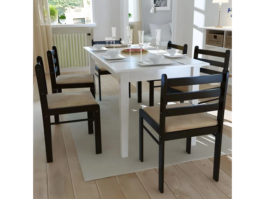 Lot De 6 Chaises De Salle à Manger Cuisine Design Classique Bois Solide Et Velours Marron CDS022558 5 Lot De 6 Chaises De Salle à Manger Cuisine Design Classique Bois Solide Et Velours Marron CDS022558 – Image 5