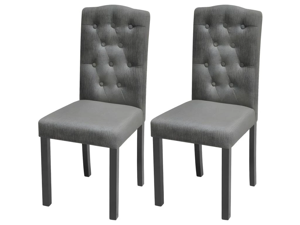 Lot De 2 Chaises De Salle à Manger Cuisine Dossier Capitonné En Tissu Gris CDS020606 1 Lot De 2 Chaises De Salle à Manger Cuisine Dossier Capitonné En Tissu Gris CDS020606