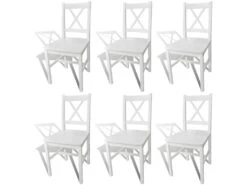 Lot De 6 Chaises De Salle Ă Manger Cuisine En Bois Blanc Style Classique CDS022157