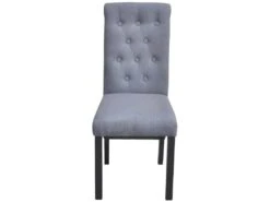 Lot De 4 Chaises De Salle à Manger Cuisine Dossier Capitonné En Tissu Gris Clair CDS021520 -Deco.fr Soldes Boutique chaise 12443131