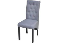 Lot De 4 Chaises De Salle à Manger Cuisine Dossier Capitonné En Tissu Gris Clair CDS021520 -Deco.fr Soldes Boutique chaise 12443133