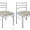 Lot De 2 Chaises De Salle à Manger Cuisine Design Classique Hévéa Solide Et Velours Blanc CDS020170