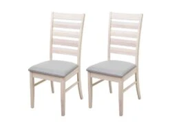 Lot De 2 Chaises De Salle à Manger Cuisine Chaise Tissu Gris Et Bois Massif Clair 04_0000399
