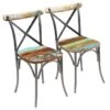 Lot De 2 Chaises De Salle à Manger Cuisine Style Industriel Bois De Récupération Solide CDS020283