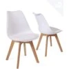 KAYELLES Lot De 2 Chaises Scandinaves Avec Coussin LAO (blanc) -Deco.fr Soldes Boutique chaise 12578479
