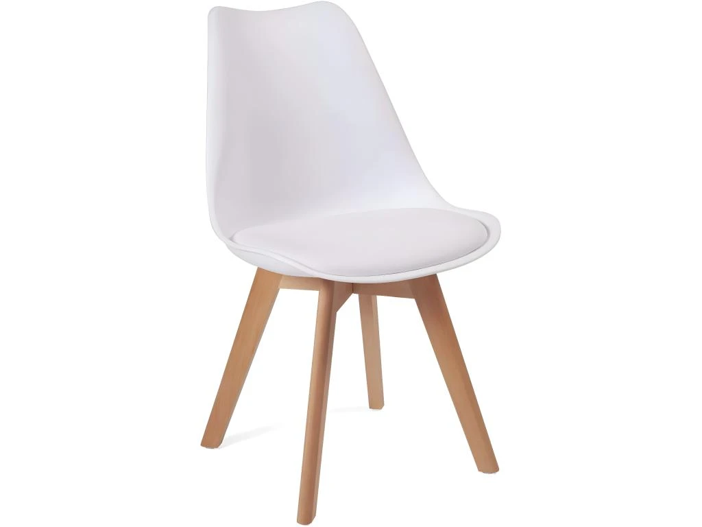 KAYELLES Lot De 2 Chaises Scandinaves Avec Coussin LAO (blanc) 2 KAYELLES Lot De 2 Chaises Scandinaves Avec Coussin LAO (blanc) – Image 2