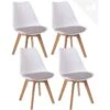 KAYELLES Lot De 4 Chaises Scandinaves Avec Coussin LAO (blanc Gris) -Deco.fr Soldes Boutique chaise 12578491