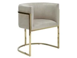 Chaise Avec Accoudoirs - Velours Et Acier Inoxydable - Beige Et Doré - PERIA De Pascal MORABITO