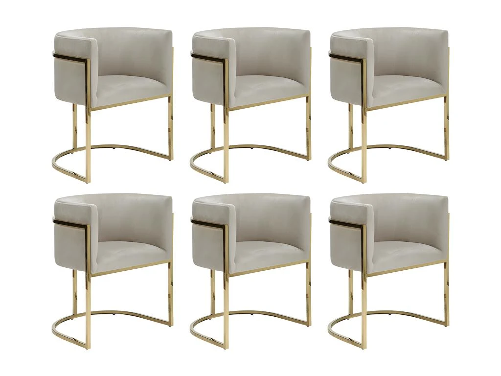 Lot De 6 Chaises Avec Accoudoirs - Velours Et Acier Inoxydable - Beige Et Doré - PERIA De Pascal MORABITO 8 Lot De 6 Chaises Avec Accoudoirs - Velours Et Acier Inoxydable - Beige Et Doré - PERIA De Pascal MORABITO – Image 8