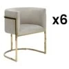 Lot De 6 Chaises Avec Accoudoirs - Velours Et Acier Inoxydable - Beige Et Doré - PERIA De Pascal MORABITO -Deco.fr Soldes Boutique chaise 12586509