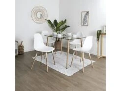 FLUK - Lot De 4 Chaises Polypropylène Blanc Et Bois -Deco.fr Soldes Boutique chaise 12599183
