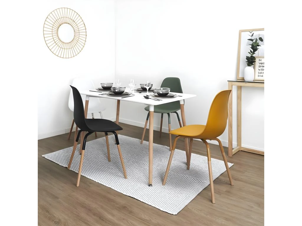 FLUK - Lot De 4 Chaises Polypropylène Vert Et Bois 2 FLUK - Lot De 4 Chaises Polypropylène Vert Et Bois – Image 2