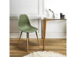 FLUK - Lot De 4 Chaises Polypropylène Vert Et Bois 9 FLUK - Lot De 4 Chaises Polypropylène Vert Et Bois -Deco.fr Soldes Boutique chaise 12599279