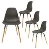 FLUK - Lot De 4 Chaises Polypropylène Noir Et Bois -Deco.fr Soldes Boutique chaise 12599641