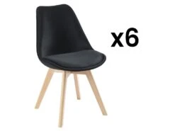 Lot De 6 Chaises En Velours Et Hêtre - Noir - JODY