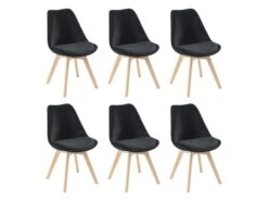 Lot De 6 Chaises En Velours Et Hêtre - Noir - JODY -Deco.fr Soldes Boutique chaise 12619091