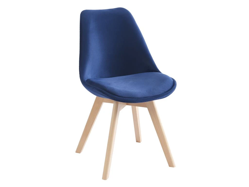 Lot De 6 Chaises En Velours Et Hêtre - Bleu - JODY 4 Lot De 6 Chaises En Velours Et Hêtre - Bleu - JODY – Image 4