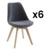 Lot De 6 Chaises En Velours Et Hêtre - Gris - JODY -Deco.fr Soldes Boutique chaise 12619305