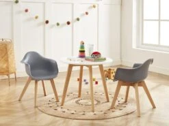 Lot De 2 Chaises Enfant Avec Accoudoirs En Polypropylène Et Hêtre - Gris - POUPINETTE -Deco.fr Soldes Boutique chaise 12653921