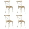 Lot De 4 Chaises De Salle à Manger Cuisine Design Rétro Bois De Manguier Massif Blanc CDS021231 -Deco.fr Soldes Boutique chaise 12680795