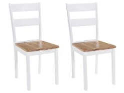 Lot De 2 Chaises De Salle à Manger Cuisine Design Classique Bois D'hévéa Massif Blanc CDS020162