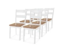 Lot De 6 Chaises De Salle à Manger Cuisine Design Classique Et Simple En Bois D'hévéa Blanc CDS022150