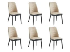 Lot De 6 Chaises En Simili Et Métal - Beige Et Anthracite - MILDURA -Deco.fr Soldes Boutique chaise 1295997