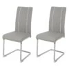 Lot De 2 Chaises - Simili Gris Clair - Pieds En Metal - L 44 X P 56 X H 101 Cm - GASPARD -Deco.fr Soldes Boutique chaise 12988351