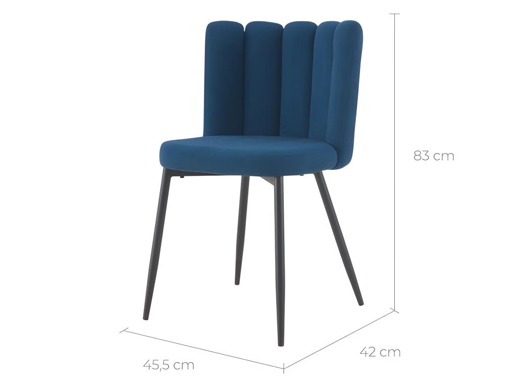 Chaise Rosy En Tissu Bleu (lot De 2) 3 Chaise Rosy En Tissu Bleu (lot De 2) – Image 3