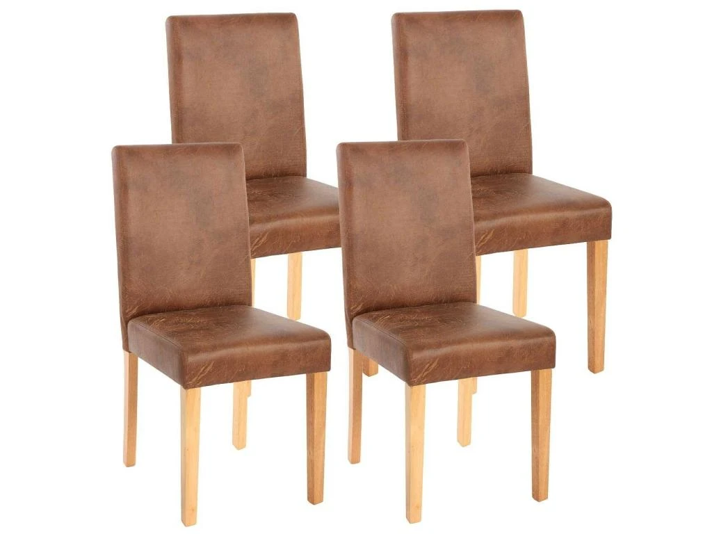 Lot De 4 Chaises De Salle à Manger Synthétique Marron Vieilli Pieds Clairs CDS04151 1 Lot De 4 Chaises De Salle à Manger Synthétique Marron Vieilli Pieds Clairs CDS04151