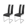 Lot De 2 Chaises - Simili Blanc Et Noir - L 55 X P 45 X H 99 Cm - LEON -Deco.fr Soldes Boutique chaise 13272735