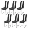 Lot De 6 Chaises - Simili Blanc Et Noir - L 55 X P 45 X H 99 Cm - LEON -Deco.fr Soldes Boutique chaise 13272745