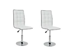 LEAF Lot De 2 Chaises De Salle A Manger - Simili Blanc - Contemporain - L 42 X P 46,5 Cm