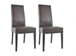 TORINO - Lot De 2 Chaises Simili Marron Et Pieds Wengé