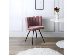 Chaise Ariel Velours Rose -Deco.fr Soldes Boutique chaise 13511699