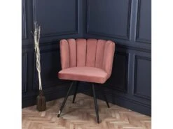 Chaise Ariel Velours Rose -Deco.fr Soldes Boutique chaise 13511701