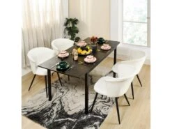 Lot De 2 Chaises De Salle À Manger Scandinave Fauteuil Assise Rembourrée En Bouclette Pieds, Blanc -Deco.fr Soldes Boutique chaise 13543501