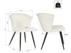 Lot De 2 Chaises De Salle À Manger Scandinave Fauteuil Assise Rembourrée En Bouclette Pieds, Blanc -Deco.fr Soldes Boutique chaise 13543507